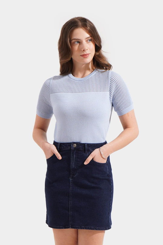 Hybrid Openwork Knit Tee