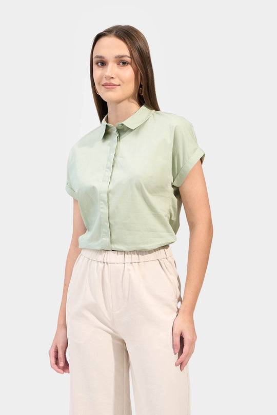 Fold-Up Extended Sleeves Button Down Shirt