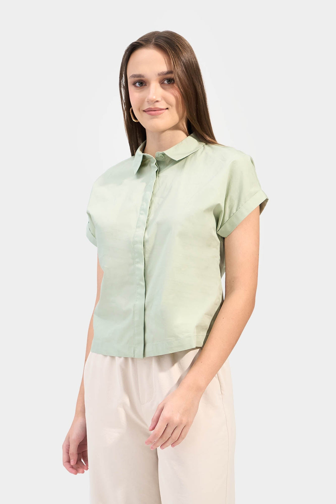 Fold-Up Extended Sleeves Button Down Shirt