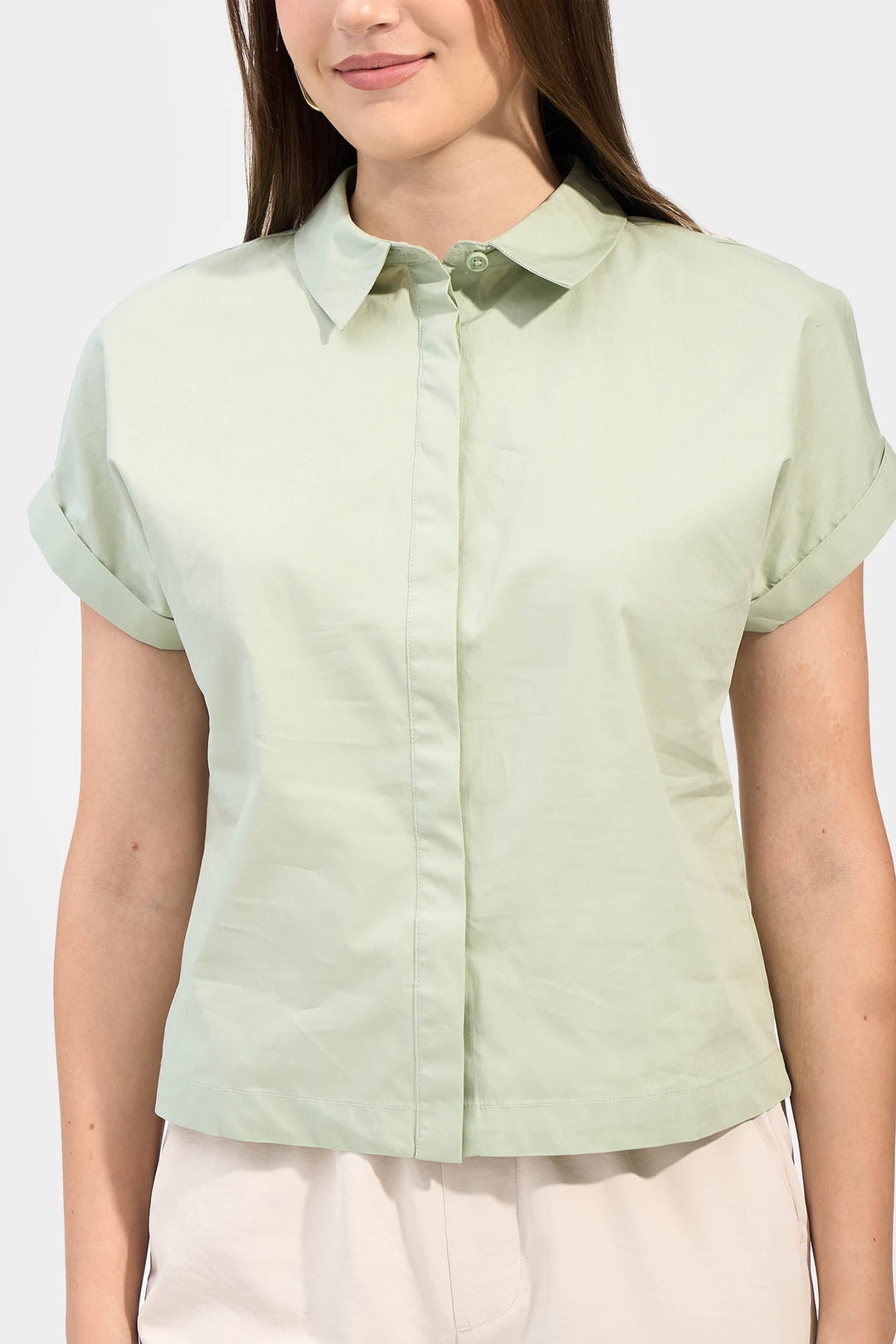 Fold-Up Extended Sleeves Button Down Shirt