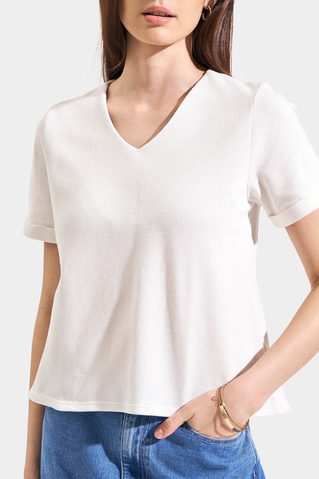 Waffle V-Neck Tee