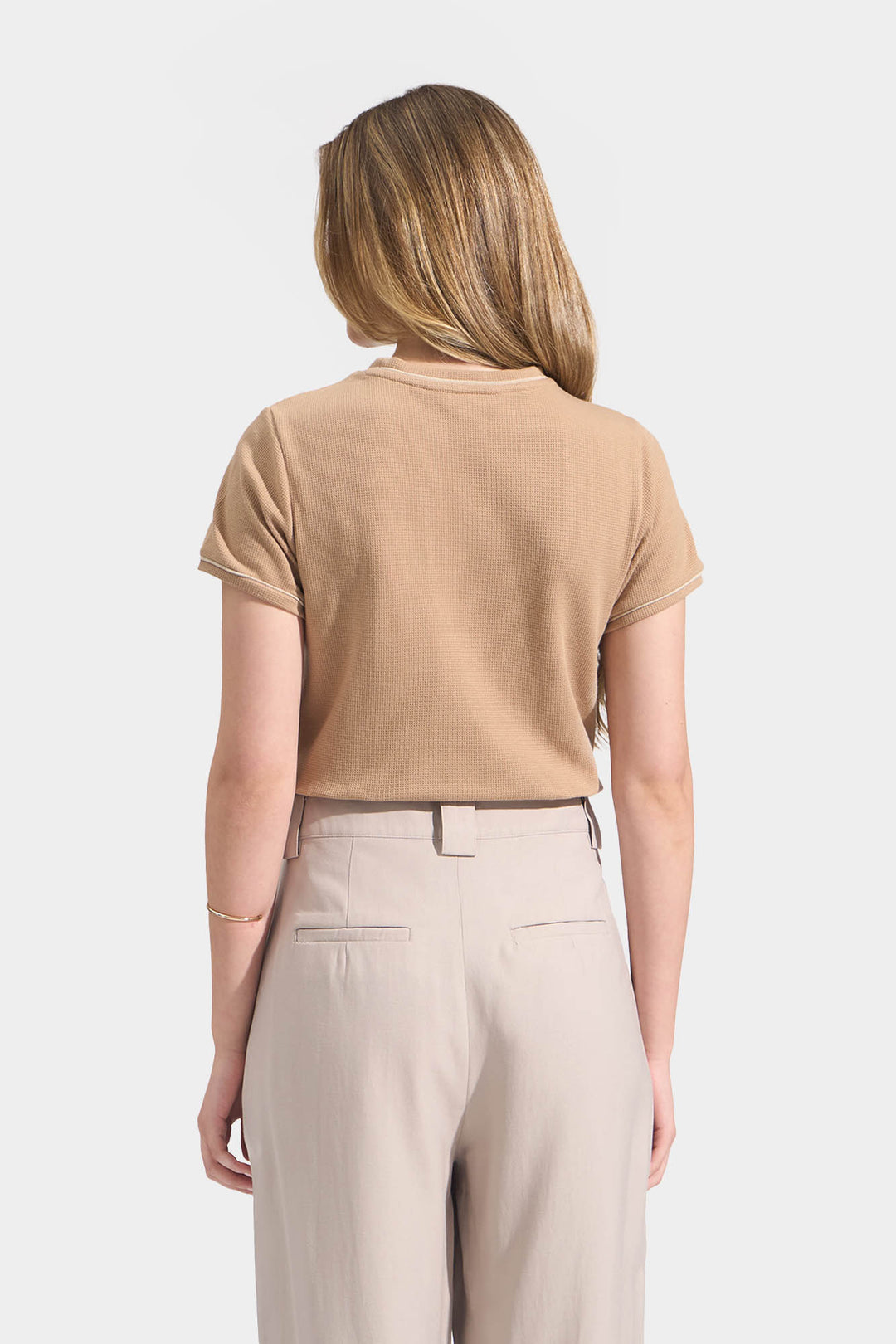 Waffle Tee with Contrast Tipping