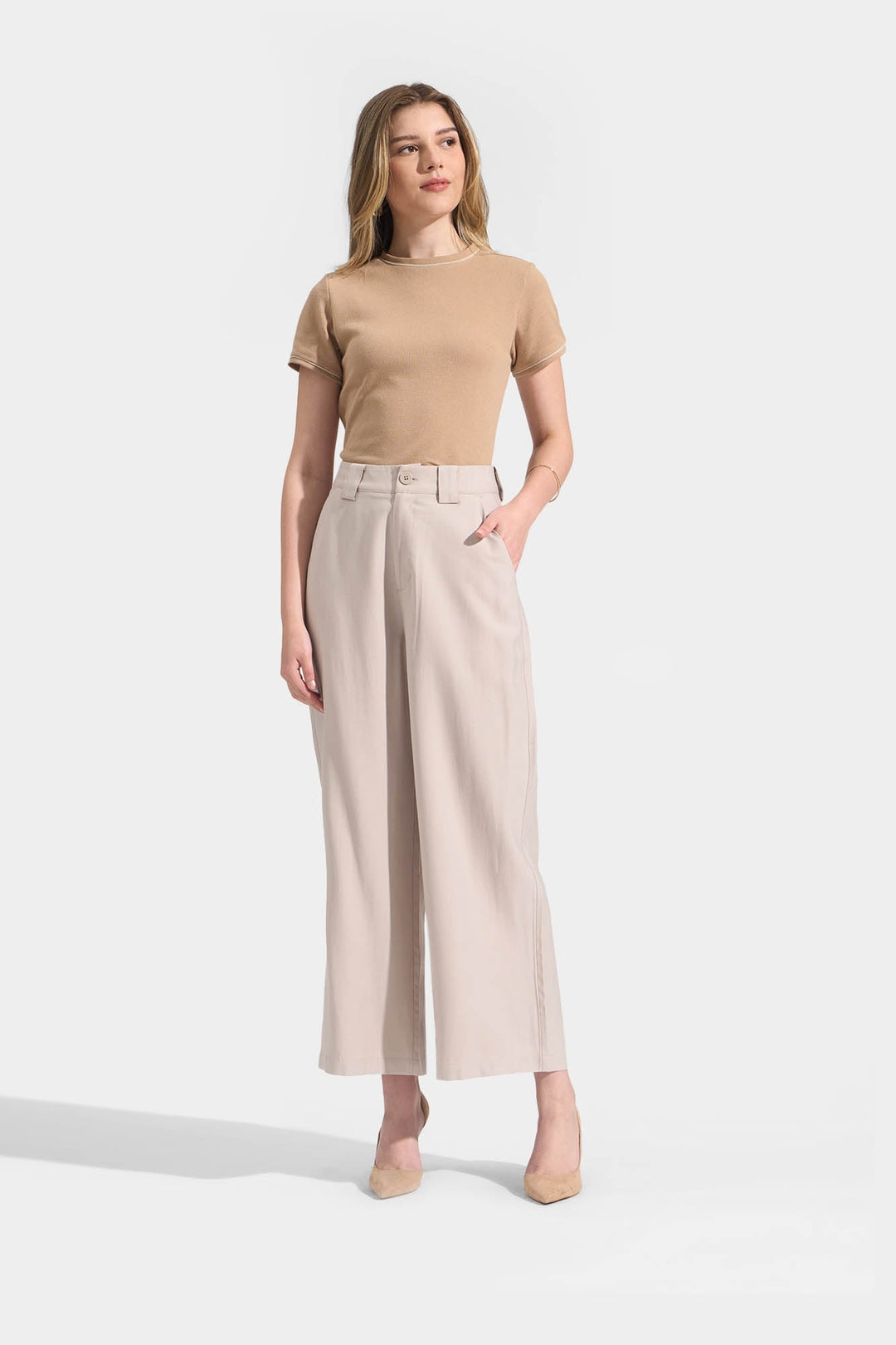 Waffle Tee with Contrast Tipping