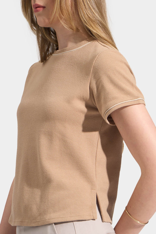 Waffle Tee with Contrast Tipping