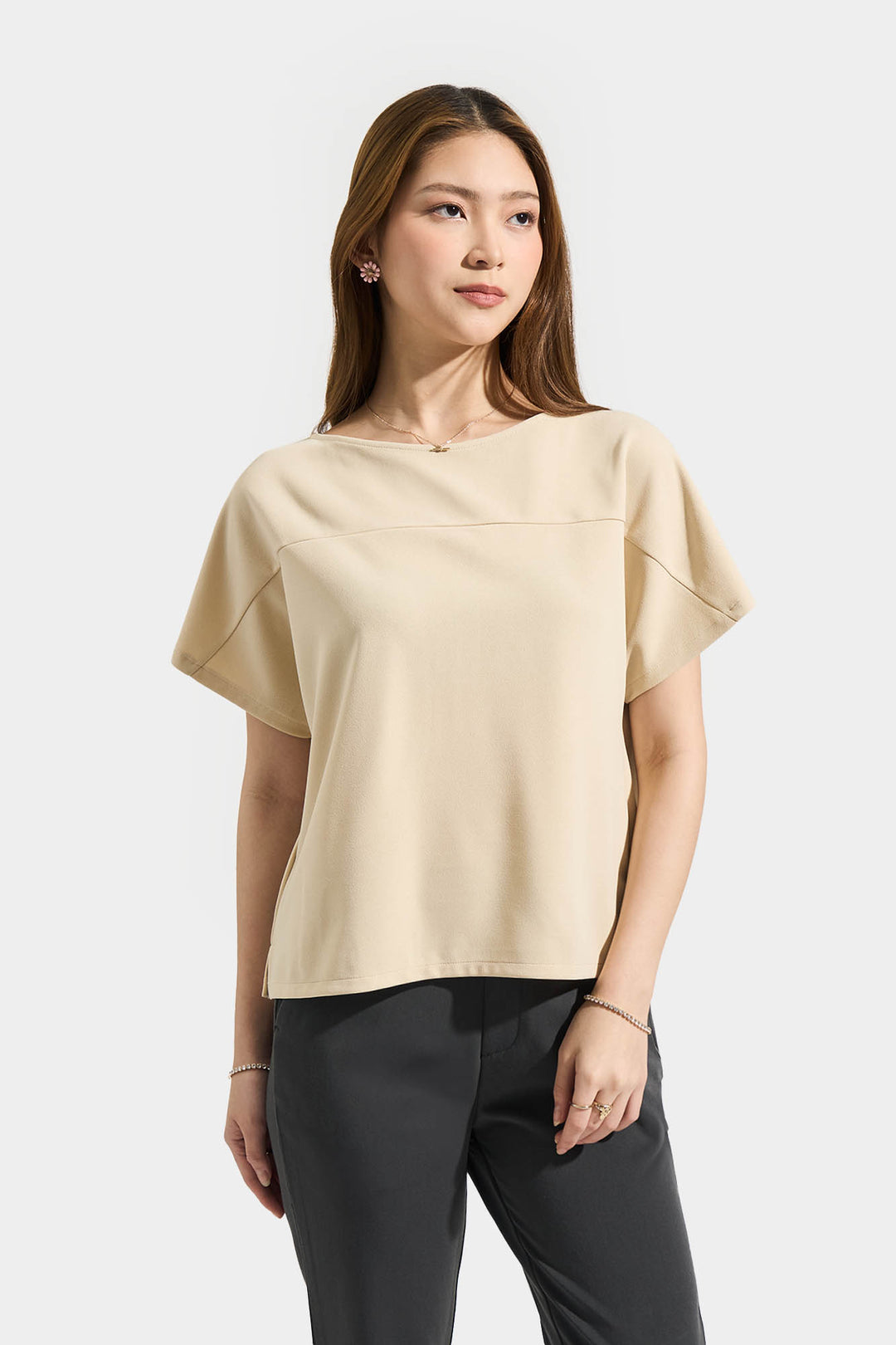 Boat Neck Extended Sleeves Tee