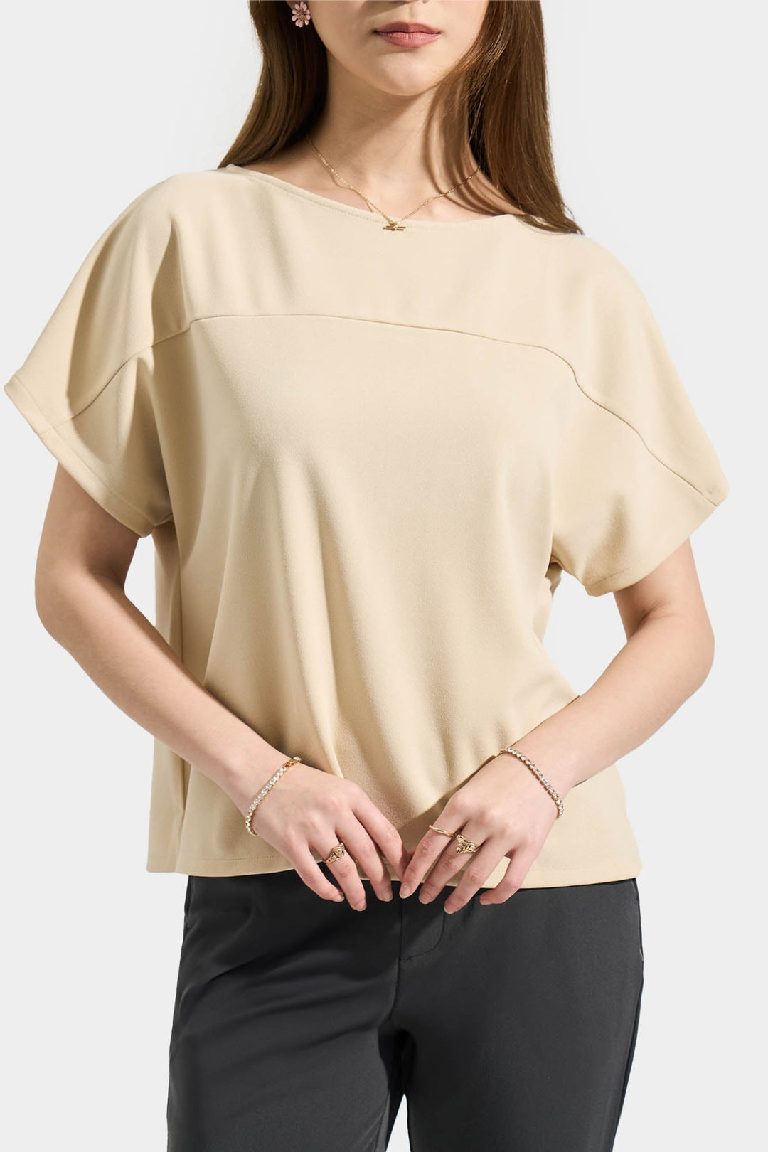 Boat Neck Extended Sleeves Tee