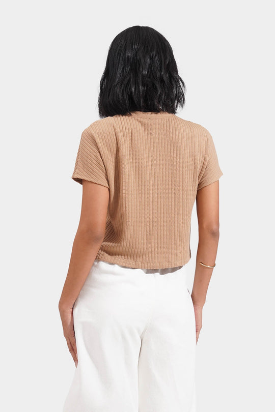 Cable Knit Button Down Tee