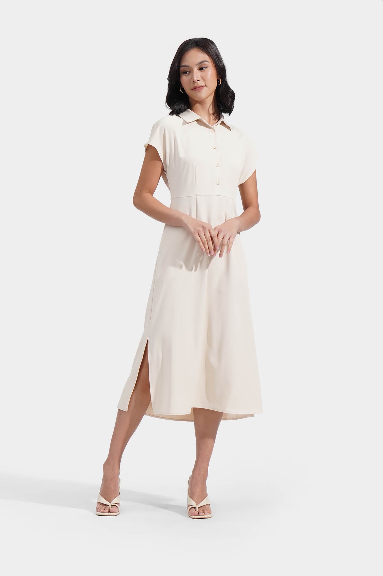 FORFORMO Midi Flare One-piece　WHITE White Floral Dress - Burnout Midi Dress - Smocked Tie-Strap