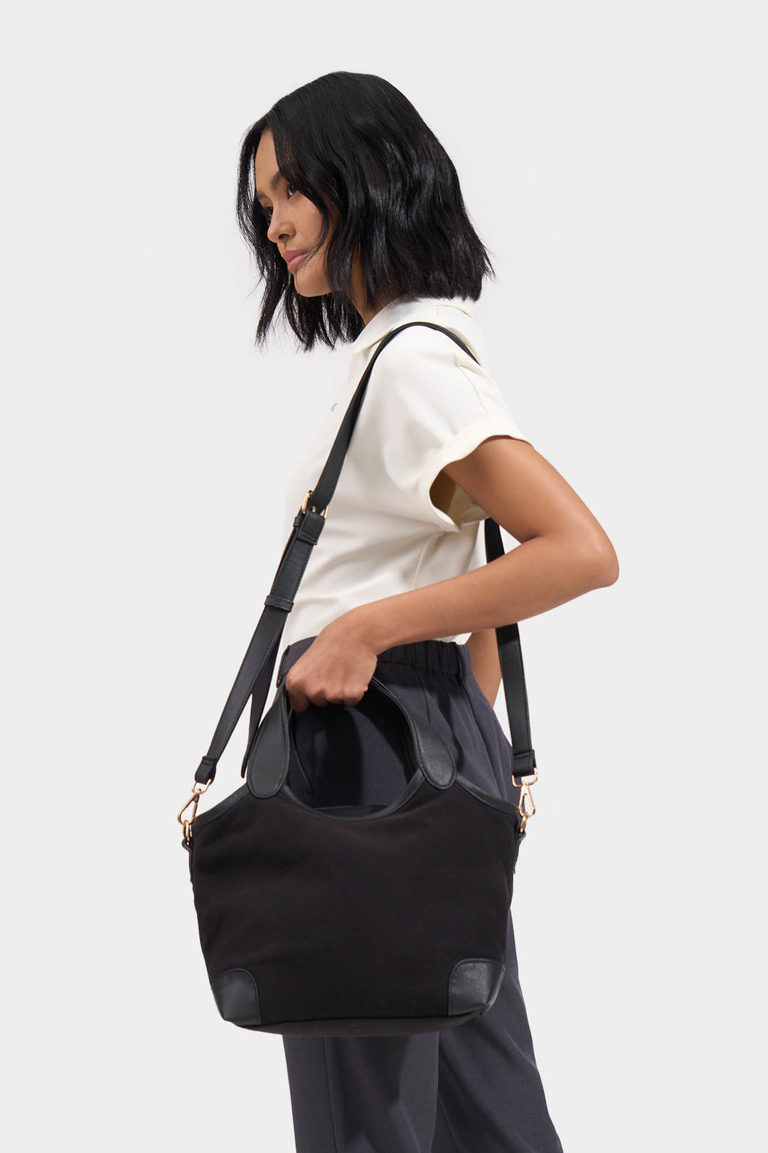 Large Sling Bag with Leather Finishing