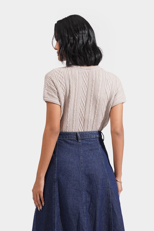Cable Knit Extended Sleeves Tee