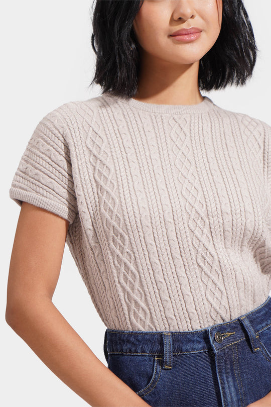 Cable Knit Extended Sleeves Tee