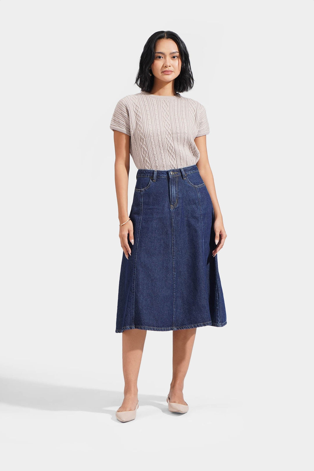 Cable Knit Extended Sleeves Tee