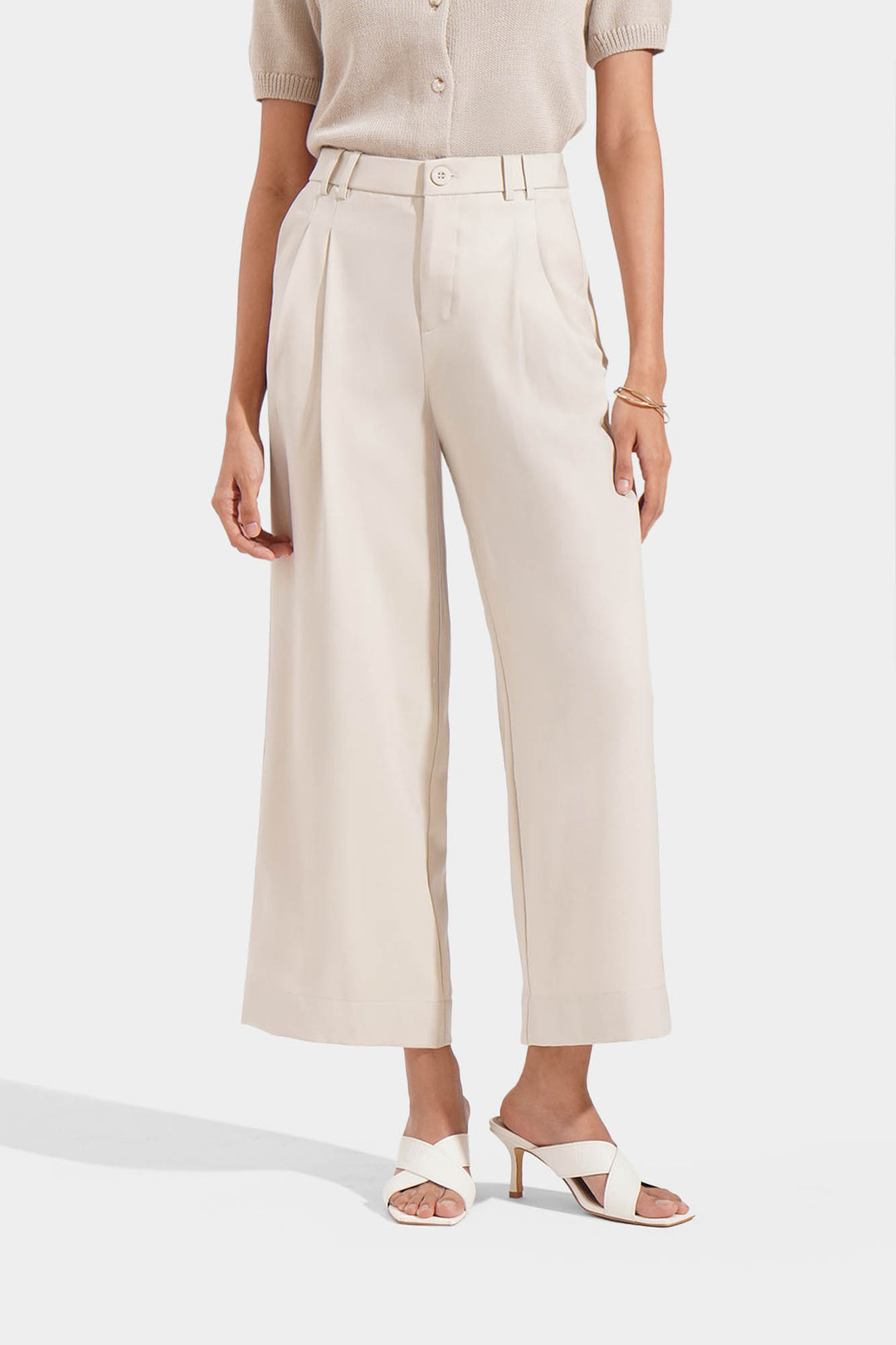 Pleated Wide Leg Trousers