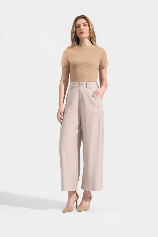 Pleated Flowy Wide Leg Trousers