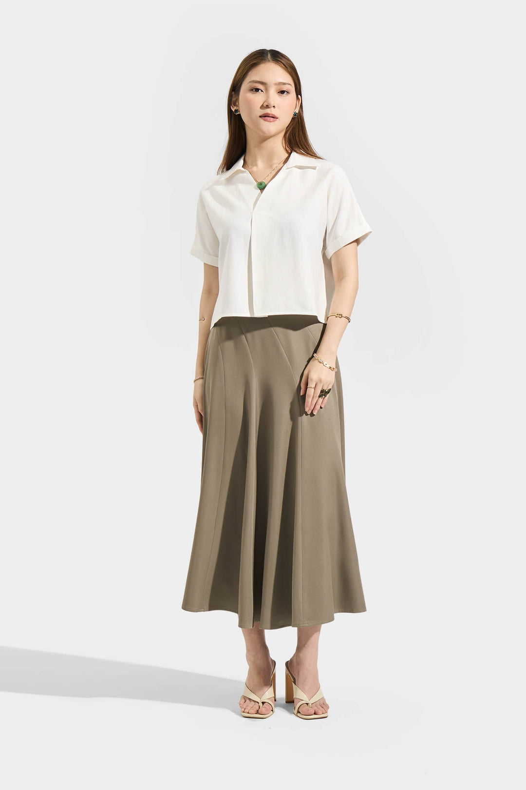 Collared Shirt with Pleat Detail
