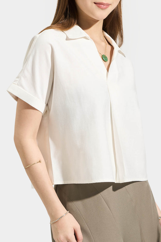 Collared Shirt with Pleat Detail