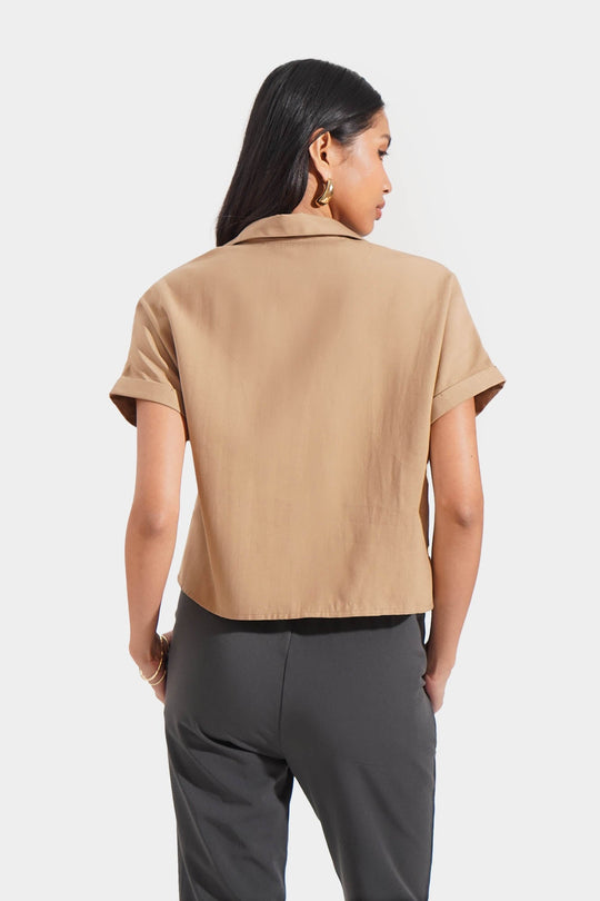 Collared Shirt with Pleat Detail