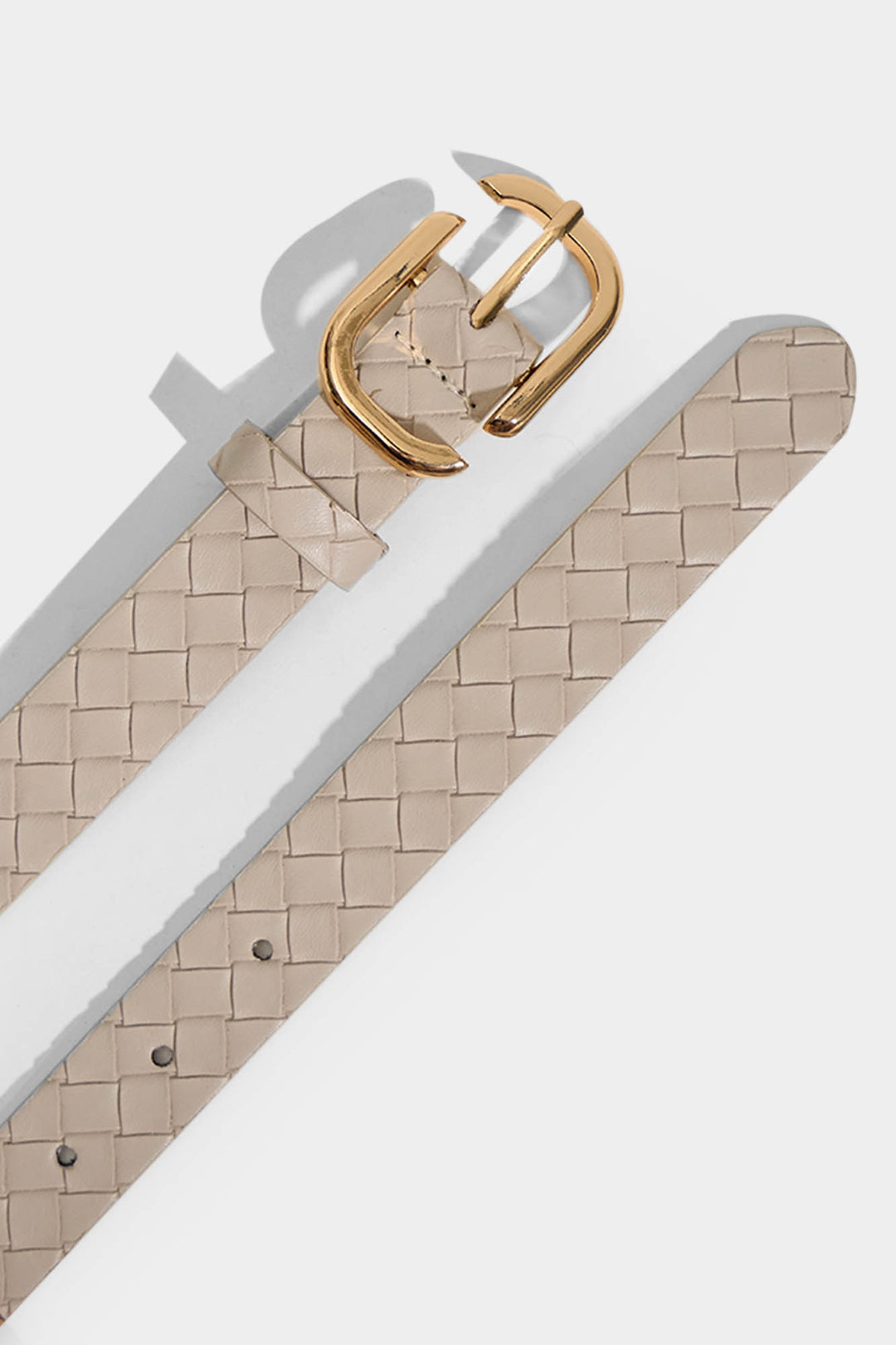 Woven Leather Belt with Oval Buckle