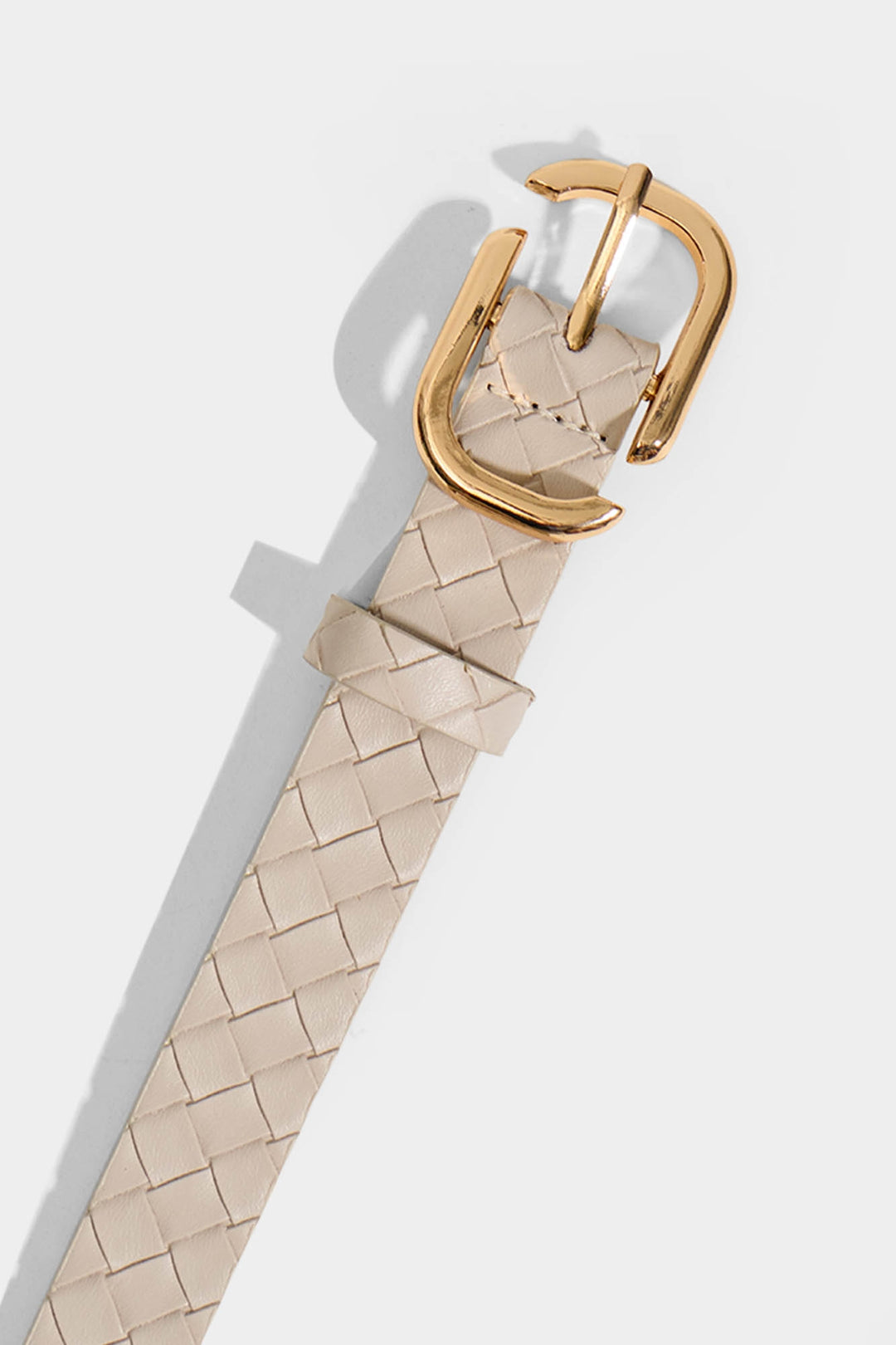 Woven Leather Belt with Oval Buckle