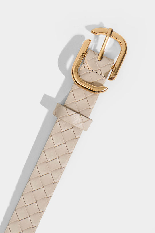 Woven Leather Belt with Oval Buckle