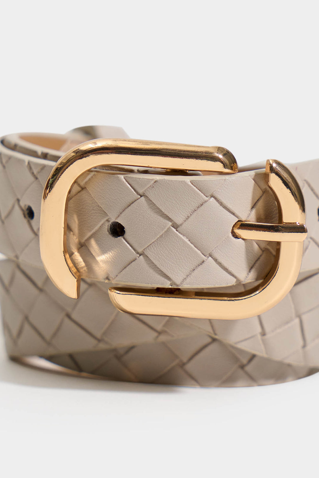 Woven Leather Belt with Oval Buckle