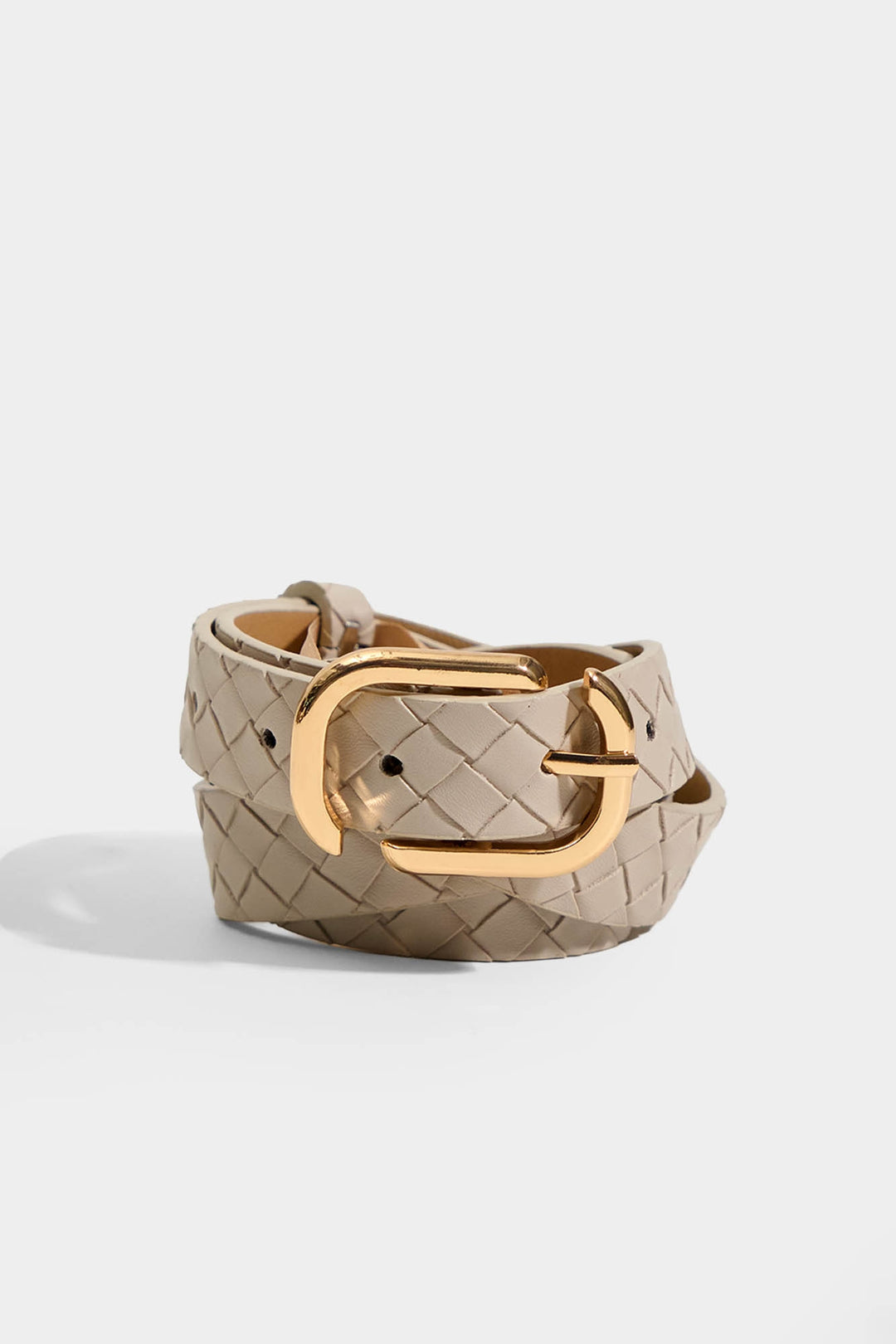 Woven Leather Belt with Oval Buckle