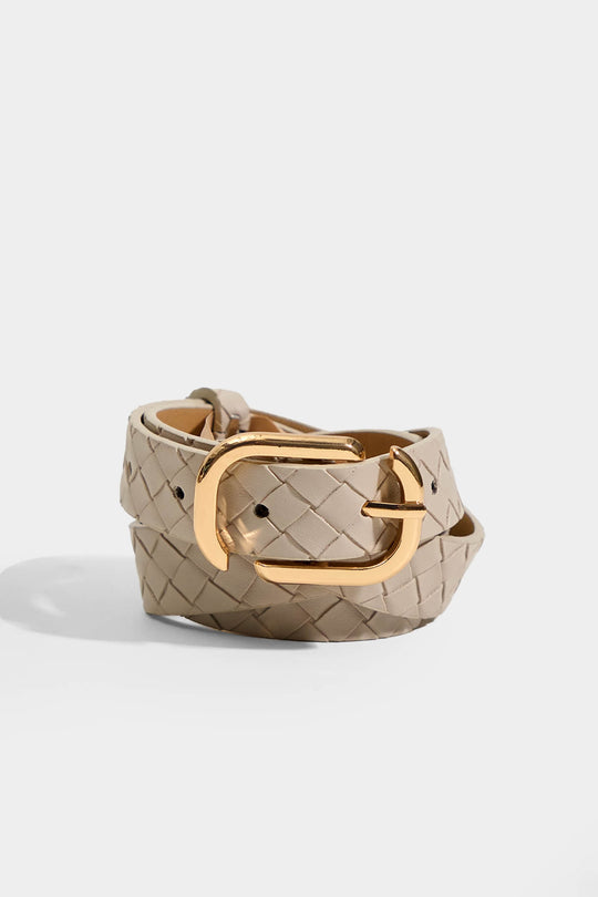 Woven Leather Belt with Oval Buckle