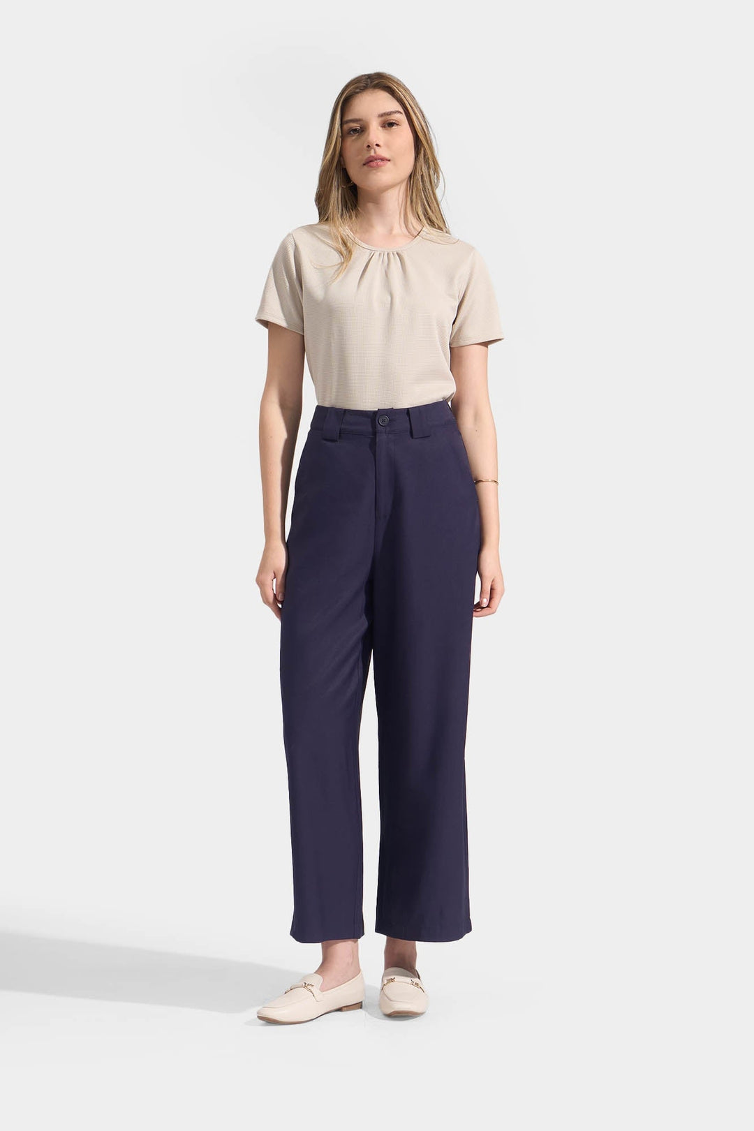 Waffle Tee with Shirring Detail