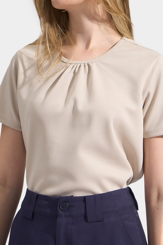 Waffle Tee with Shirring Detail