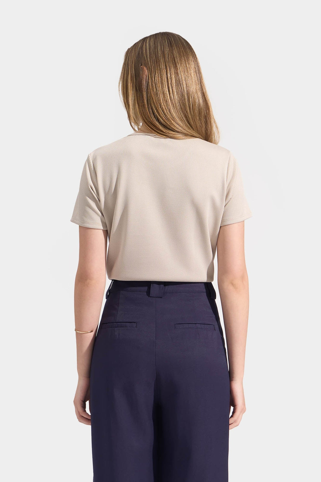 Waffle Tee with Shirring Detail