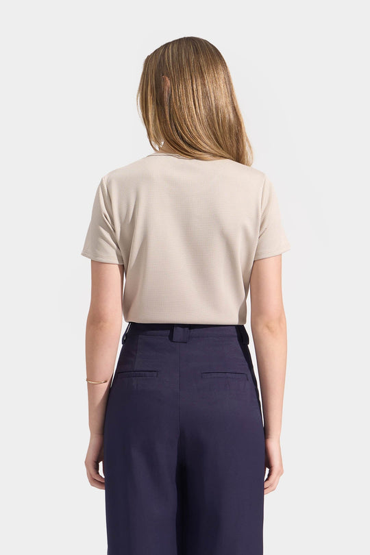 Waffle Tee with Shirring Detail