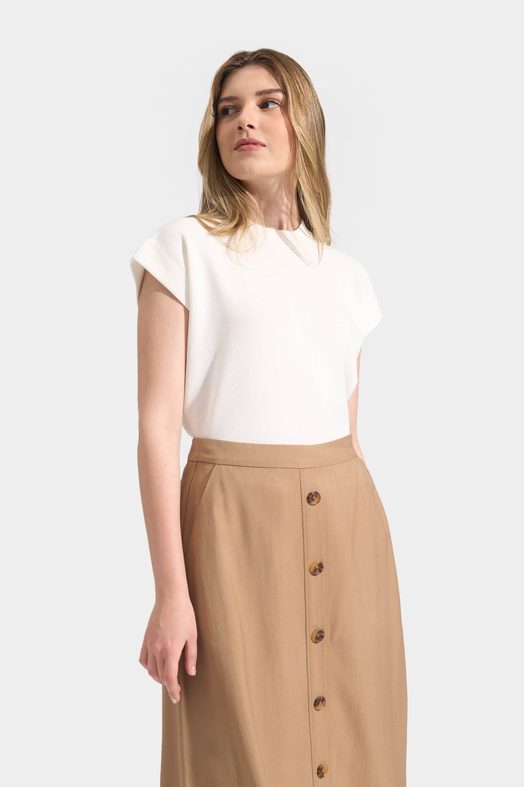 Flat Knit Tee with Extended Sleeves