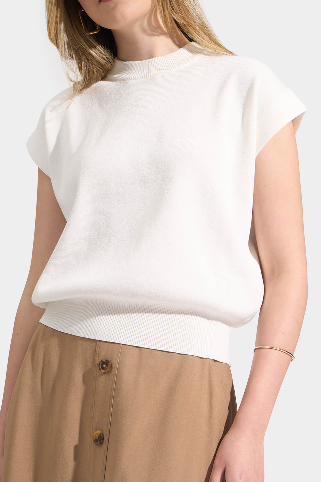 Flat Knit Tee with Extended Sleeves