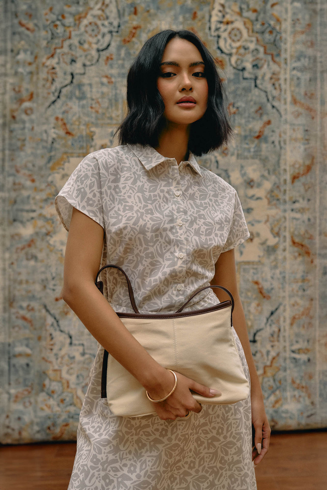 Floral Extended Sleeves Button Down Shirt