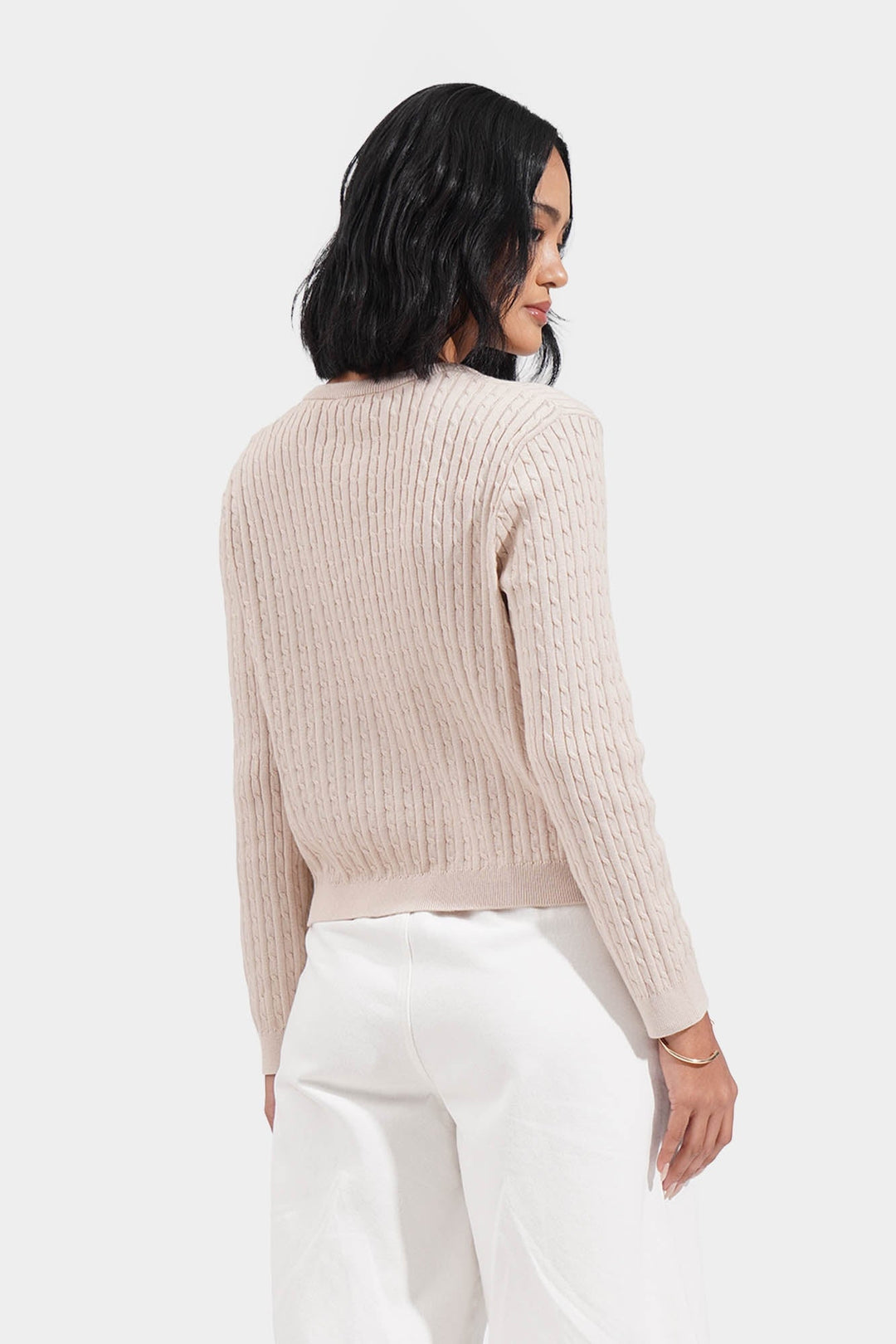 Button Down Cable Knit Cardigan