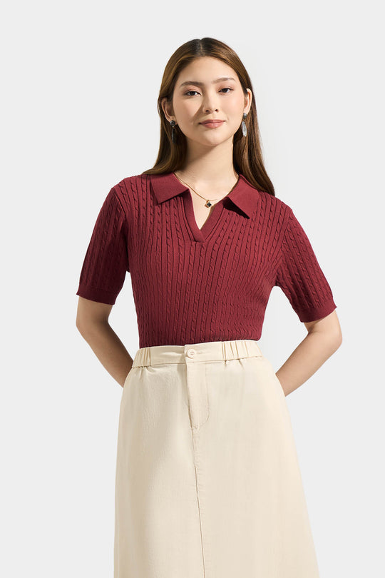 Cable Knit Polo