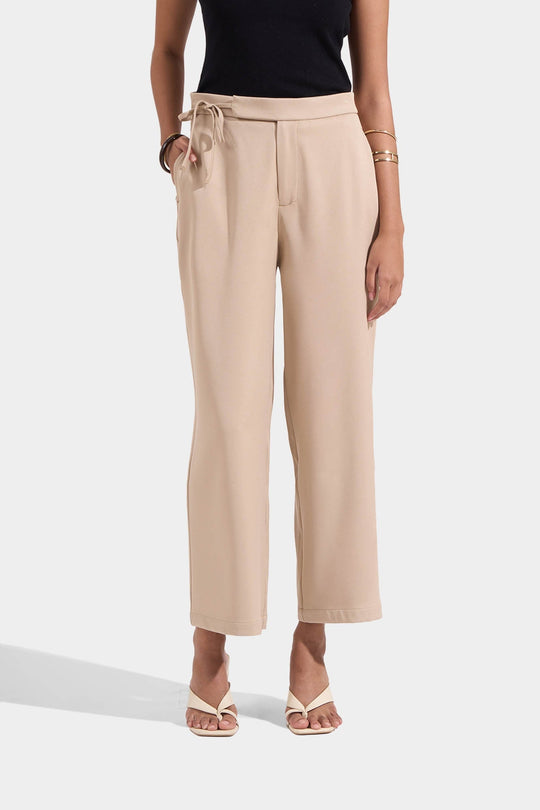 Straight Leg Trousers with Side Tie Detail