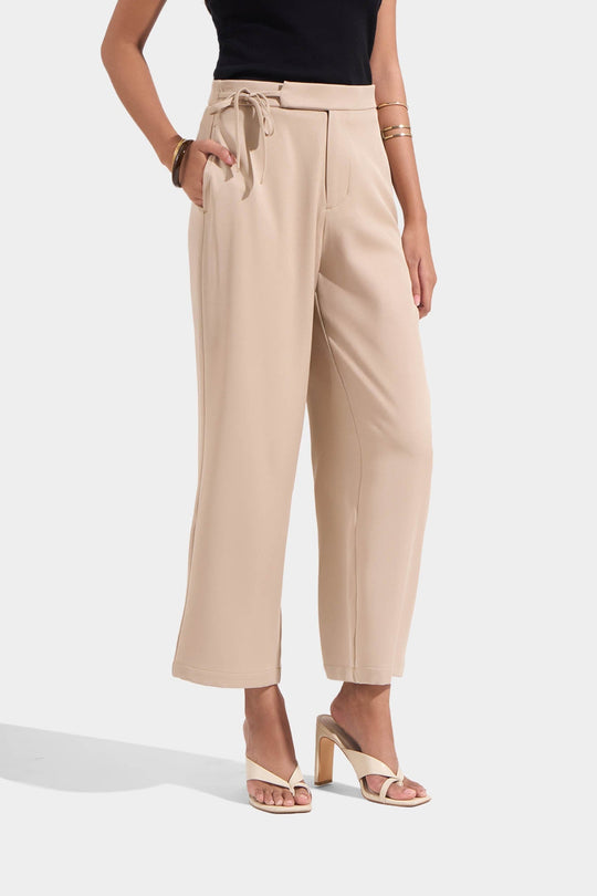 Straight Leg Trousers with Side Tie Detail
