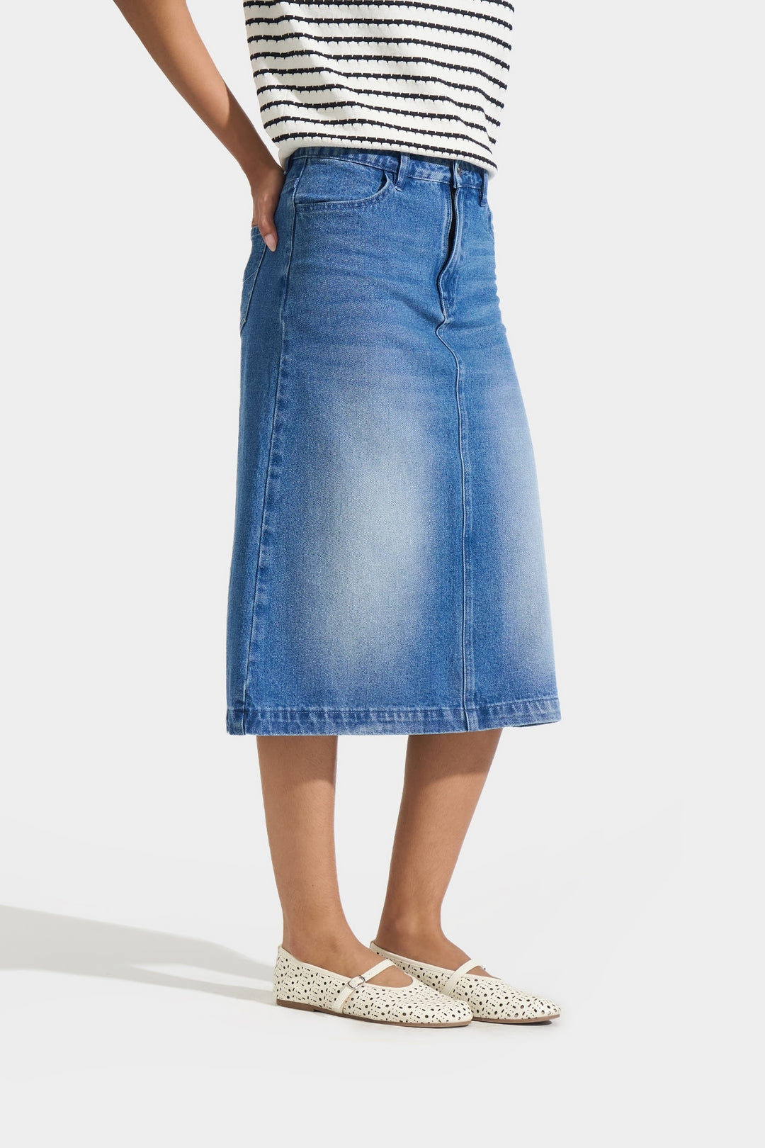 Denim Midi Skirt
