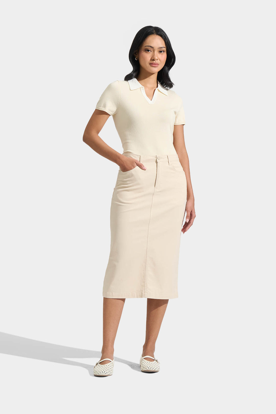 Flat Knit Contrast Collar Polo