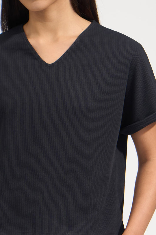 Ribbed V-Neck Tee