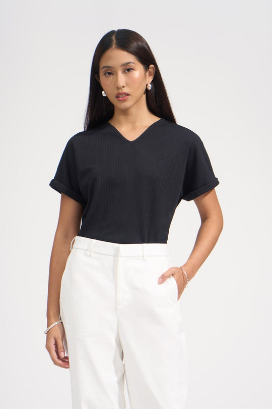 Ribbed V-Neck Tee