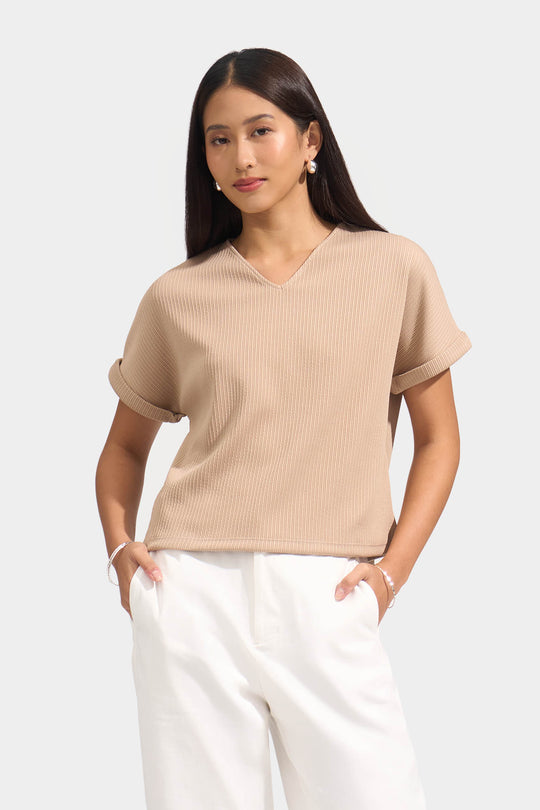 Ribbed V-Neck Tee