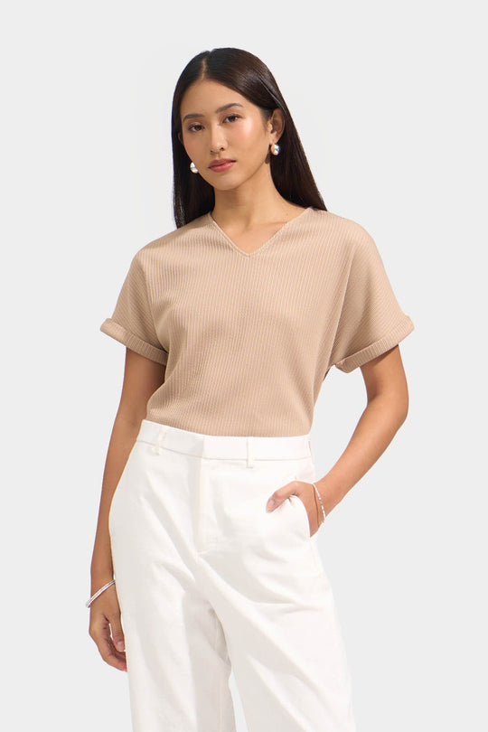 Ribbed V-Neck Tee