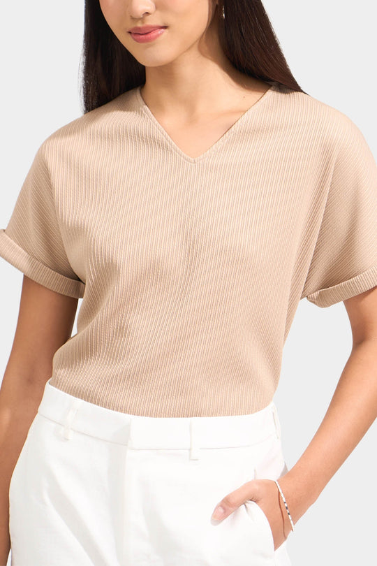 Ribbed V-Neck Tee