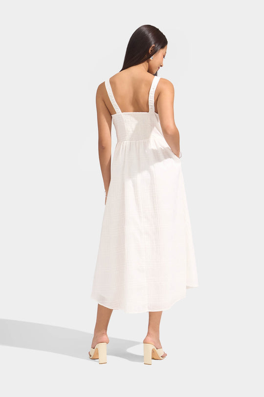 Embroidered Plaid Sleeveless Midi Dress