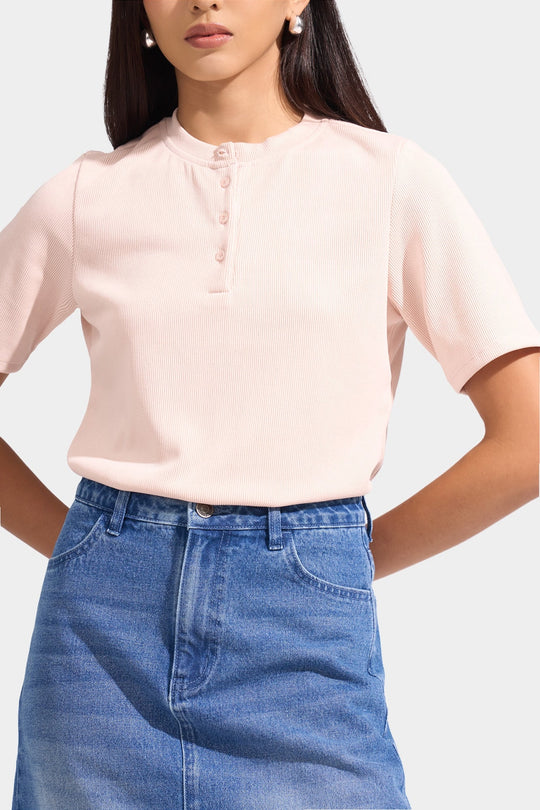 Ribbed Henley Tee