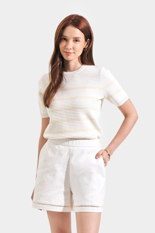Textured Stripes Flat Knit T-Shirt