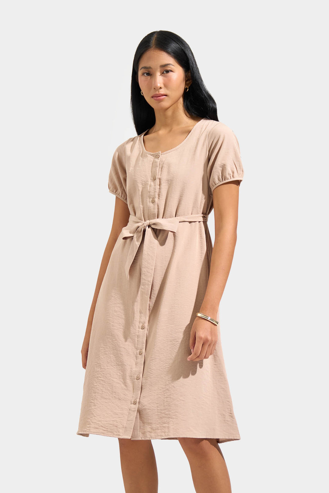 Scoop Neck Puff Sleeve Midi Dress ForMe Scoop Neck Puff Sleeve Midi Dress ForMe