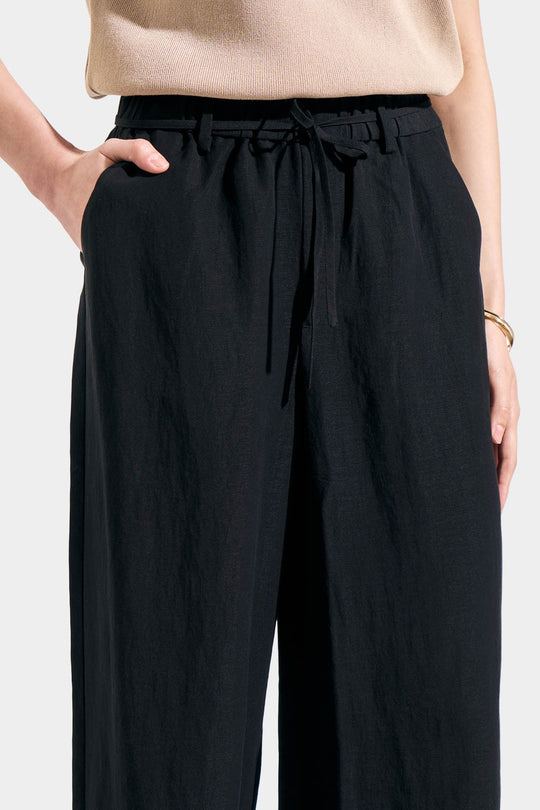 Wide Leg Trousers with Tie Detail